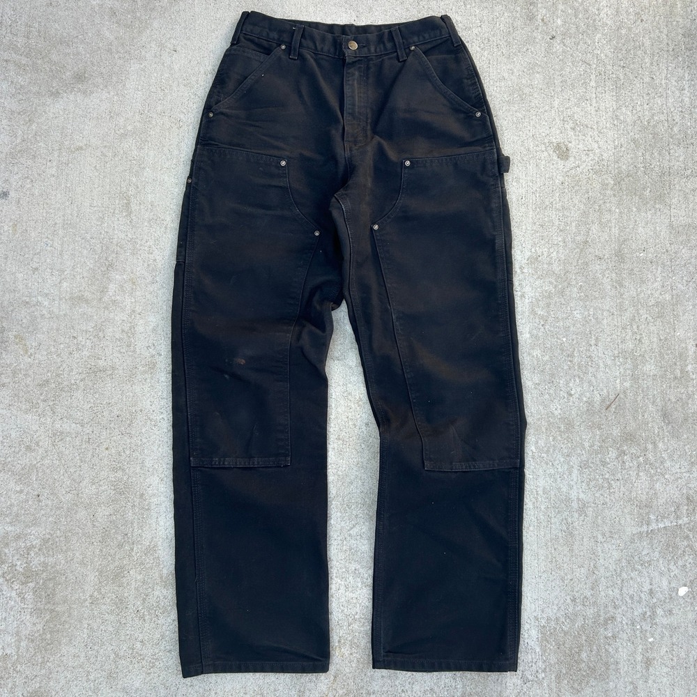 Carhartt Double Knee Pants 30x32 Black Vintage Made in USA Workwear B01 BLK